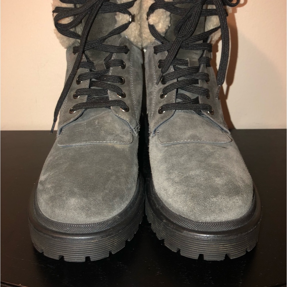 Moncler Authentic Gray Suede Patty Military Ankle Boots,Size-38 - Picture 13 of 16